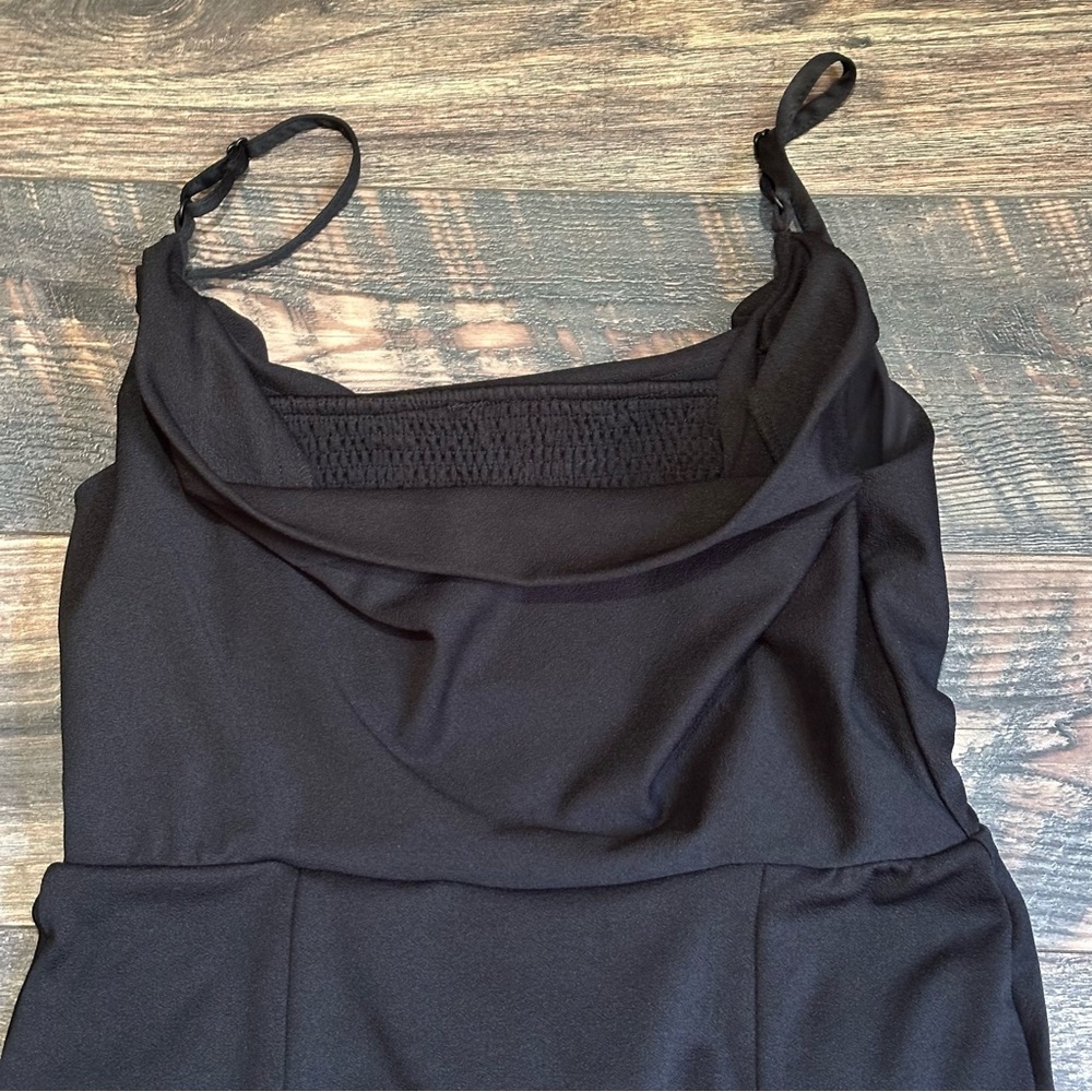 Anthropologie Cowl-neck ruched black midi sleeveless dress size small - Picture 8 of 15